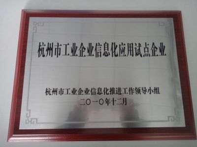 杭州市工業(yè)企業(yè)信息化應(yīng)用試點(diǎn)企業(yè)